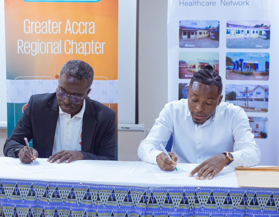 Rivia CEO Isidore Kpotufe signs partnership agreement with PHAoG Greater Accra Chairman